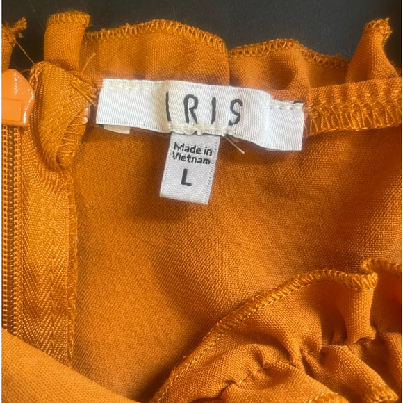 Ruffled Orange,brown dress, zipper back, adjustable spaghetti straps, Large - Picture 8 of 9